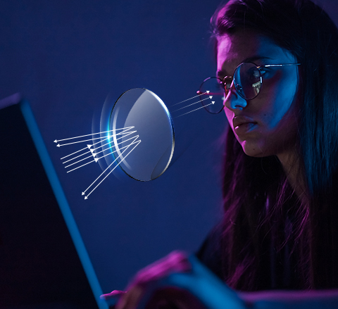 Niebieskie soczewki blokowe